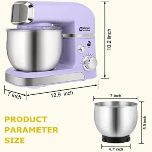 Stand Mixer, Kitchen in the box 3.2Qt Small Electric Food Mixer,6 Speeds Portable Lightweight Kitchen Mixer for Daily Use with Egg Whisk,Dough Hook,Flat Beater (Purple)