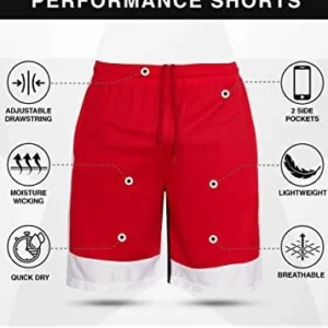 Starting 5 Mens Basketball Shorts with Pockets, Active Athletic Performance Gym Workout Shorts for Men Workout Shorts, 4 Pack