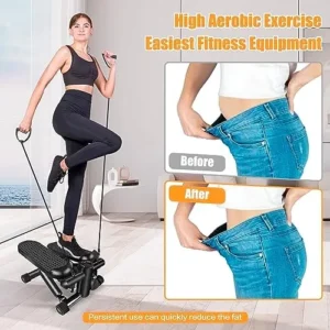 Steppers for Exercise, Stair Stepper with Resistance Bands, Mini Stepper with 300LBS Loading Capacity, Hydraulic Fitness Stepper with LCD Monitor