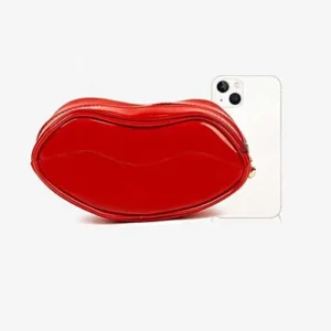 Storage Toiletry Bag Portable Large Capacity Red Lip Shape Beauty Tools Bag Wash Pouch Patent Leather Cosmetic Cases For Women Makeup Bag