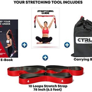 Stretching Strap with Loops – Non Elastic Stretch Band for Physical Therapy, Yoga Strap for Stretching Equipment, Stretch Bands for Exercise and Flexibility – Fascia, Hamstring & Leg Stretcher Belt