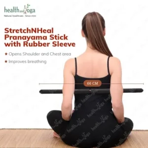 StretchNHeal Multipurpose Wooden Pranayama Stick with Padded Comfort Sleeve – Lung Opener for Fuller Breathing – Posture Corrector and Flexibility Enhancer – Detachable Robust Yoga Pole