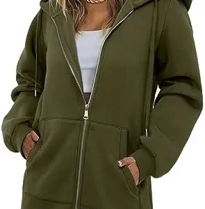 StunShow Women’s Zip Up Hoodies Oversized Fleece Long Sleeve Sweatshirts Casual Fall Jacket Coat with Pocket(S-3XL)