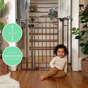 Summer Infant Multi-Use Decorative Extra Tall Safety Pet and Baby Gate, 28.5′-48′ Wide, 36′ Tall,Pressure or Hardware Mounted,Install on Wall or Banister in Doorway or Stairway,Auto Close Door-Bronze