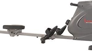 Sunny Health & Fitness Compact Folding Magnetic Rowing Machine with 43 Inch Slide Rail, 285 LB Max Weight, Synergy Power Motion, LCD Digital Monitor, Super Quiet & Smooth, and Ergonomic Foot Pedals