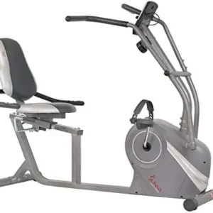 Sunny Health & Fitness Cross Trainer Magnetic Recumbent Bike with Arm Exercisers – SF-RB4936, Silver