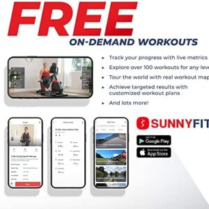 Sunny Health & Fitness Electromagnetic Recumbent Cross Trainer Exercise Elliptical Bike w/Arm Exercisers, Easy Access Seat & Exclusive SunnyFit® App Enhanced Bluetooth Connectivity – SF-RBE4886SMART