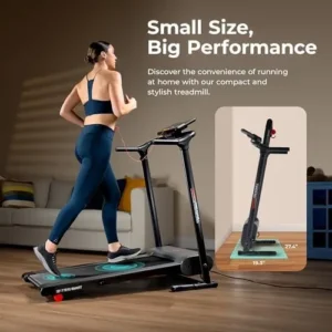 Sunny Health & Fitness Foldable Exercise Running Walking Treadmill, Easy Assembly, LCD Performance Monitor, Device Holder, Optional SunnyFit® App Enhanced Connectivity