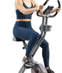 Sunny Health & Fitness Foldable Magnetic Exercise X-Bike Pro, Digital Monitor, Pulse Sensor, Low-Impact, Magnetic Resistance, Ergonomic Support, SunnyFit® App Enhanced Bluetooth Connectivity