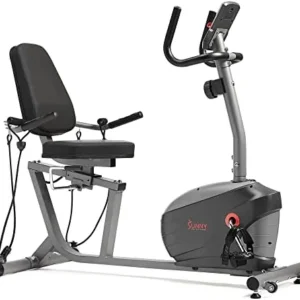 Sunny Health & Fitness Performance Interactive Series Recumbent Exercise Bike w Resistance Band Or Hand Cycle and Optional SunnyFit® App Enhanced Connectivity