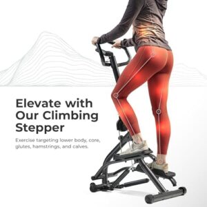 Sunny Health & Fitness Stair Stepper w/Handlebar, Extended Step Range Machine for Climbing Exercise, Compact, Height-Adjustable, Low-Impact & Optional SunnyFit® App Enhanced Connectivity