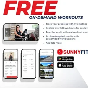 Sunny Health & Fitness Water Rowing Machine, Indoor Exercise Plus Optional Connected Fitness with SunnyFit® App and Wooden Smart Foldable