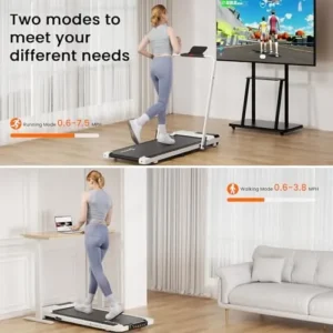 SupeRun 2 in 1 Under Desk Treadmill, 3.0HP Folding Treadmill with 300 LBS for Home, Portable Compact Walking Pad with 12 Programs