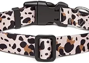 Suredoo Adjustable Dog Collar with Patterns, Ultra Comfy Soft Nylon Breathable Pet Collar for Small Medium Large Dogs (S, Leopard)