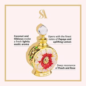 Swiss Arabian Layali Rouge For Women – Floral, Fruity Gourmand Concentrated Perfume Oil – Luxury Fragrance From Dubai – Long Lasting Artisan Perfume With Notes Of Papaya, Peach, And Coconut – 0.5 Oz