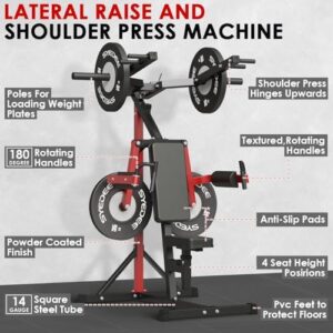 syedee Deltoid and Shoulder Press Machine, Lateral Raise Machine with Adjustable Seat and Backrest, 800 Weight Capacity Upper Body Machine