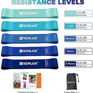 SZHLUX Resistance Bands Set with Instruction Guide and Carry Bag, Versatile for Body Sculpting, Strength Training, and Rehabilitation-Set of 5