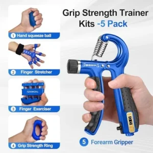 TADAKAZU Grip Strength Trainer Kit (5 Pack) Hand Grip Strengthener, Finger Exerciser,Hand Extension Exerciser, Stress Relief Ball and Forearm Workout Ring for Muscle Building and Injury Recover