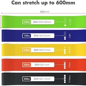 TechStone Resistance Bands Set for Men and Women, Pack of 5 Different Levels Elastic Band for Home Gym Long Exercise Workout – Great Fitness Equipment for Training, Yoga – Free Carrying Bag