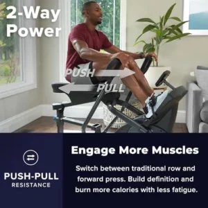 Teeter Power10 Rower with 2-Way Magnetic Resistance Elliptical Motion – Indoor Rowing Machine w/Bluetooth HRM, Teeter Move App- Free Classes & Coaching