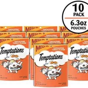 TEMPTATIONS Classic Treats for Cats Tantalizing Turkey Flavor 6.3 Ounces (Pack of 10)