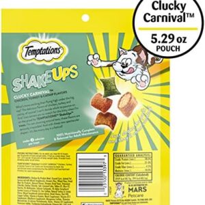 TEMPTATIONS ShakeUps Crunchy and Soft Cat Treats, Clucky Carnival Flavor, 5.29 oz. Pouch