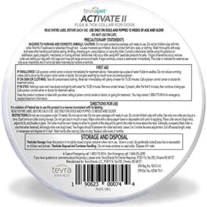 TevraPet Activate II Flea and Tick Collar for Dogs, 12 Months Prevention, 2 Count, One Size Fits All