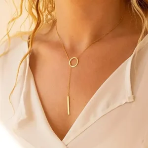 Tewiky Lariat Necklace for Women, Dainty Gold Long Necklaces 14k Gold Plated Heart Pearl CZ Teardrop Pendant Necklace Simple Gold Drop Necklace Trendy Y Necklace Fashion Gold Jewelry for Women Girls