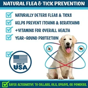 Texas Pet Company Flea Defender Flea and Tick Prevention for Dogs, Chewables for Large to Small Dogs, Natural Bacon Flavor Flea & Tick Control Treats for Dogs Soft Chew Supplement, Made in The USA.