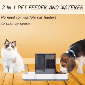 Tfwadmx Automatic Cat Food and Water Dispenser Gravity Dog Feeder Auto Cat Feeder 2 in 1 Pet Food Dispenser for Cats Small Dogs(Grey)