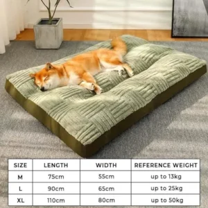 Thick Orthopedic Dog Cushion Bed for Large Medium Small Dogs, Memory Foam Dog Bed with Removable Washable Cover Nonskid Bottom, Wear-Resistant and Bite Resistant,C,L