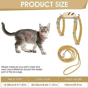 TIESOME Cat Harness and Leash Set, Adjustable Gradient Kitten Harness Escape Proof Harness with Leash for Kitty Outdoor Walking (Vanilla Yellow)