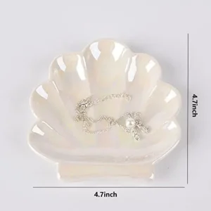 TIGERMILLION Shell Trinket Dish, Ceramic Ring Holder/Jewelry Tray, Cute Organizer Plate Vanity Decorations Accessories for Home Décor Bathroom