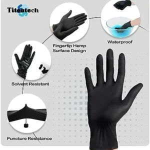 Titentech Disposable Nitrile Exam Gloves Black Cooking Gloves Disposable Food Safe 3mil 100PCS/BOX