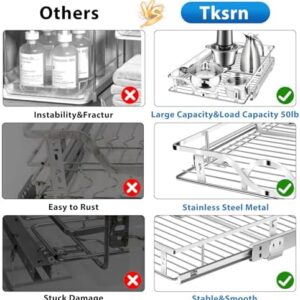 Tksrn Pull Out Cabinet Organizer(12″ W x 21″ D),Cabinet Drawers Slide Out Shelves for Kitchen,Under Sink Organizer Storage for Cabinet in Home, Pantry, Bathroom（NEED 13″ W and 22″ D Cabinet）