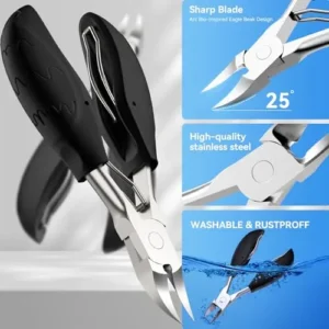 Toenail Clippers for Seniors Thick Toenails, Sharp Toe Nail Clippers Set for Men Women, Heavy Duty Fingernail Clipper Pedicure Tools for Feet, Professional Manicure and Pedicure Kit with Nail Scissors