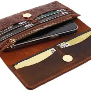 Toros Craft Handmade Western Wallets for Women, Genuine Tooled Leather & Long Credit Card Holder, Cowhide Slim Cell Phone Case, Large Capacity, Cute Clutch & Purse & Handbag