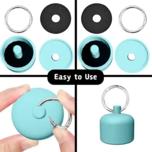 Traveling Ring Holder Keychain, Small Travel Jewelry Storage Box Case for Stud Earrings, Rings, Necklaces, Bracelets, Portable Travel Ring Organizer Container for Women Girls (Light blue+Light blue)