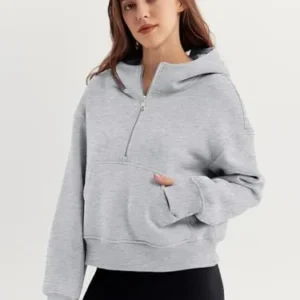 Trendy Queen Womens Hoodies Quarter Zip Pullover Oversized Sweatshirts Half Zip Pullover With Pockets Fall Clothes