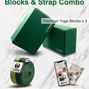 Tumaz Yoga Blocks 2 Pack with Strap Set, High Density/Lightweight EVA Foam Yoga Blocks or Non-Slip Solid Natural Cork Yoga Blocks Set & Premium Yoga Brick for All Yogi [E-Book Included]