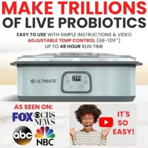 Ultimate Probiotic Yogurt Maker – Make Trillions of Live Probiotics with Adjustable Temperature & Time Control – Get Better Gut Health – Best Greek Yogurt Machine (With Two 1-Quart Yoghurt Containers)