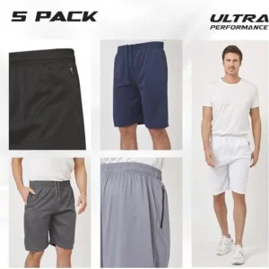 Ultra Performance Mens 5 Pack Athletic Running Shorts, Basketball Gym Workout Shorts for Men with Zippered Pockets