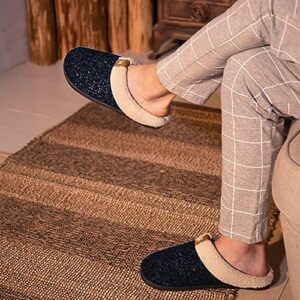 ULTRAIDEAS Mens Slip On Slippers, Sherpa Lined House Shoes with Memory Foam for Indoor Outdoor, Machine Washable