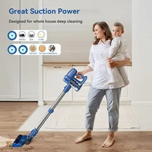 UMLo Cordless Vacuum Cleaner, 6-in-1 Ultra-Lightweight Stick Vacuum with 2200 mAh Battery, 40 Mins Max Runtime, Powerful Rechargeable Cordless Vacuum Cleaner for Home Carpet Hardwood Floor Pet Hair