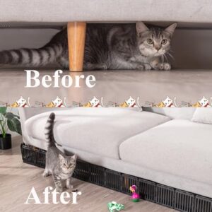 Under Couch Blocker for Toys 24 Pack, Under Bed Guards for Pets Plastic Stopper, Spliced Barrier to Block Cats and Dogs for Furniture Sofa (Black 12 Feet)