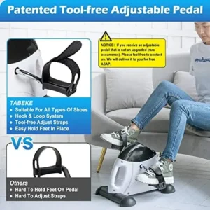 Under Desk Bike Pedal Exerciser – TABEKE Mini Exercise Bike for Arm/Leg Exercise, Pedal Exerciser for Seniors with LCD Display