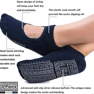 unenow Non Slip Grip Yoga Socks for Women with Cushion for Pilates, Barre, Home