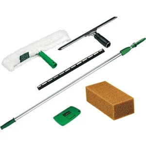 Unger PWK00 Pro Window Cleaning Kit w/8ft Pole, Scrubber, Squeegee, Scraper, Sponge