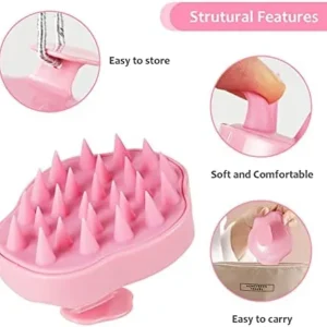 URTHEONE Soft Silicone Hair Scalp Massager Shampoo Brush for Wet Dry Oily Curly Straight Thick Thin Rough Long Short Natural Men Women Kids Pets Hair Care Tools（Pink