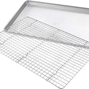 USA Pan 1607CR Bakeware Extra Large Sheet Baking Pan and Bakeable Nonstick Cooling Rack Set, XL, Metal